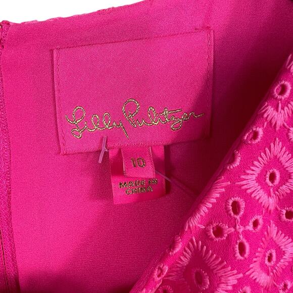 Lilly Pulitzer Fluorescent Neon Pink Aisha Romper Size 10 NWT Shorts Under Dress - Picture 10 of 16